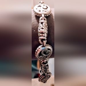 Brighton Silvertone Heart Love charm design pattern Bracelet.